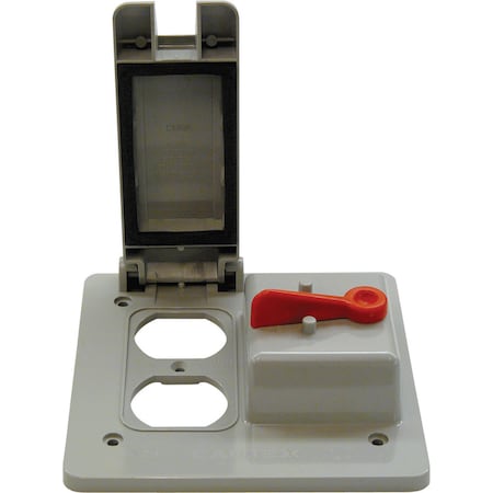 Cantex Weatherproof Cover, Switch Box Type, 2 Gang, Duplex Receptacle Cover Type 5133337B